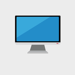 Flat Monitor With Long Shadow With Simple Design
