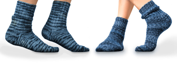 Blaue Stricksocken