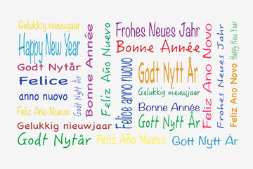 Happy New Year mehrsprachig bunt