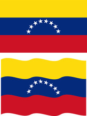 Flat and waving Venezuelan Flag. Vector
