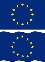 Flat and waving European Union Flag. Vector