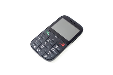 mobile phone with keypad on white background