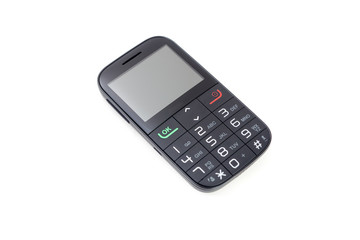 mobile phone with keypad on white background
