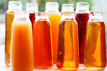 different bottles of juice