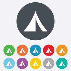 Tourist tent sign icon. Camping symbol. © blankstock