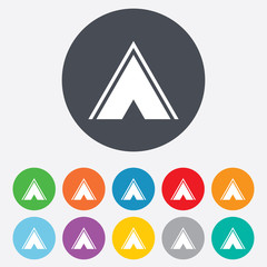 Tourist tent sign icon. Camping symbol.
