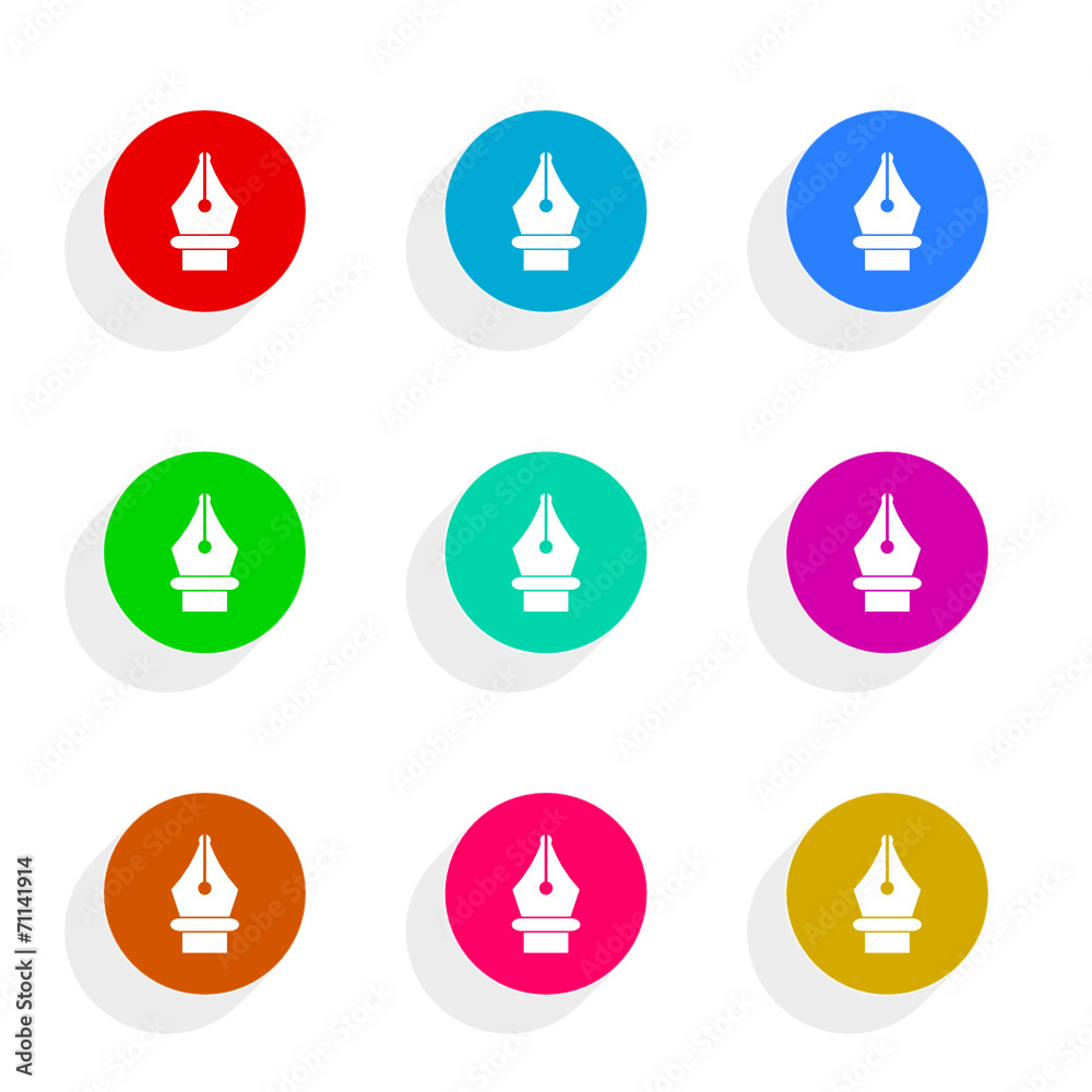 Poster pen flat icon vector set