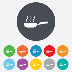 Obraz premium Frying pan sign icon. Fry or roast food symbol.