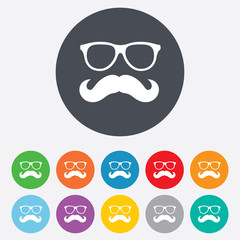 Mustache and Glasses sign icon. Hipster symbol.
