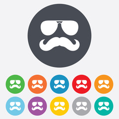 Mustache and Glasses sign icon. Hipster symbol.