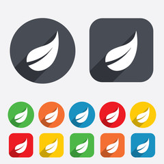 Leaf sign icon. Fresh product symbol.