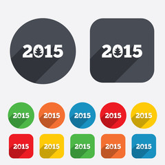 Happy new year 2015 sign icon. Calendar date.