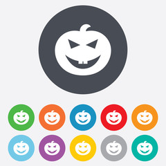 Halloween pumpkin sign icon. Halloween party.