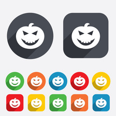 Obraz premium Halloween pumpkin sign icon. Halloween party.