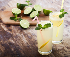 Fresh limes, mint and lemonade