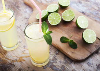 Fresh limes, mint and lemonade