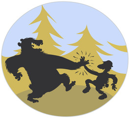 Friendly Bear- Man greeting in the wilderness.