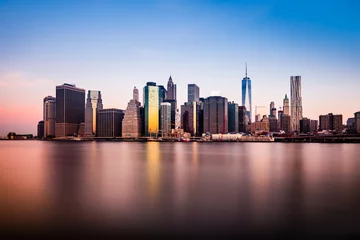 Crédence de cuisine en verre imprimé New York Morning view of lower Manhattan silhouette