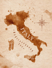 Naklejka premium Map Italy retro