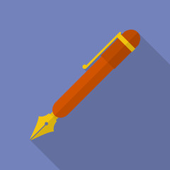 Fountain pen icon. Modern Flat style with a long shadow