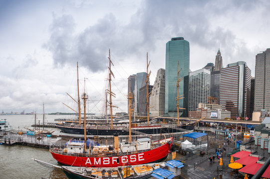 NEW YORK CITY - JUNE 10, 2013: South Street Seaport and Pier 17
