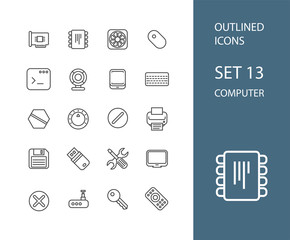 Outline icons thin flat design, modern line stroke style