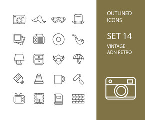 Outline icons thin flat design, modern line stroke style