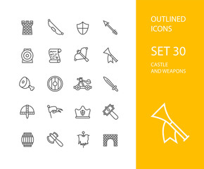 Outline icons thin flat design, modern line stroke style