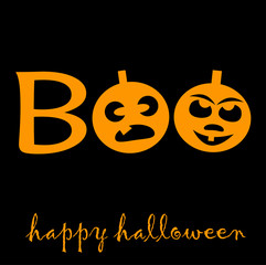Boo for Halloween with two pumpkin latern
