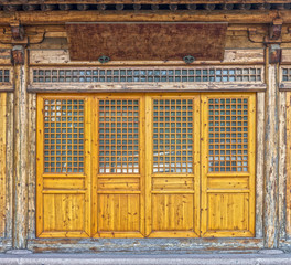 The front of vintage wooden house in China