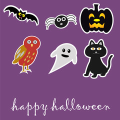 Halloween Sticker with ghost,spider,pumpkin lantern,bat and cat