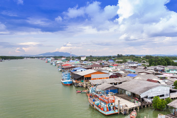 Naklejka na ściany i meble Fishing Village at Rayong Thailand