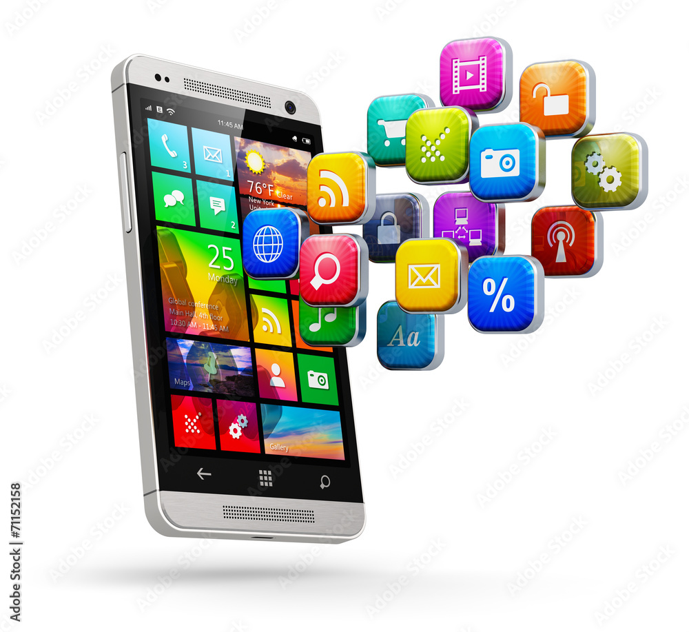 Aufkleber mobile applications and internet concept