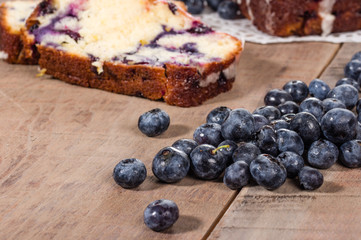 Blueberry coffee cake loaf with blueberries