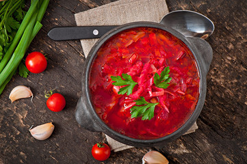 Traditional Ukrainian Russian vegetable borsch