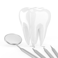 dentist tools and tooth