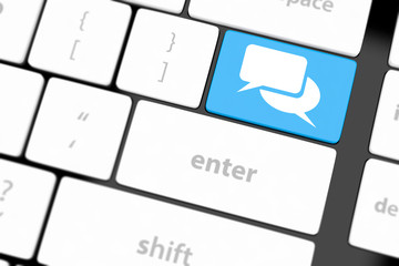 Social media key with two speech bubble sign on the keyboard