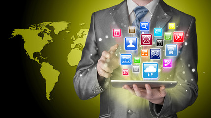 Business man using tablet PC