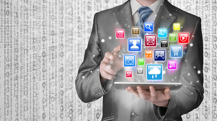 Business man using tablet PC