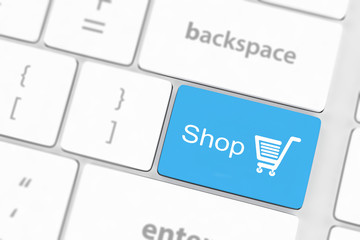 shopping enter button key on white keyboard