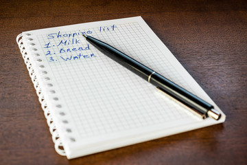 Create a shoping list for walk to the shop