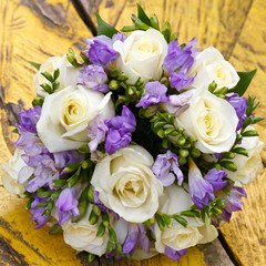 A beautiful bridal bouquet at a wedding party