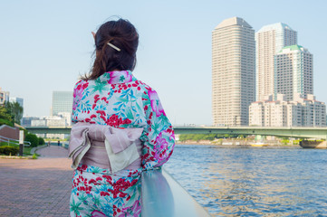 Japanese girl wearing Yukata