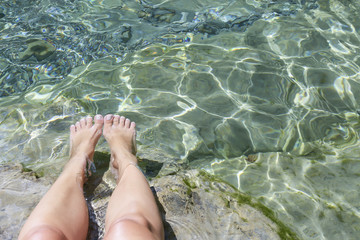 feet in a river