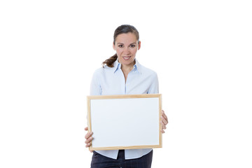 woman with a whiteboard