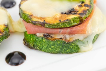 grilled zucchini stuffed with ham and cheese