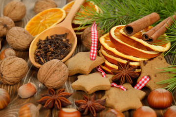 Fototapeta na wymiar Christmas ingredients and cookies