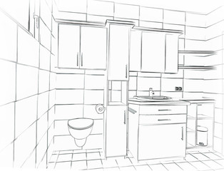 Skizze Badezimmer