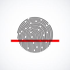 Fingerprint identification system, black symbol with red strip