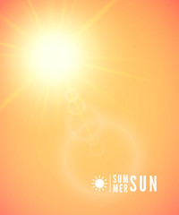 Summer background, summer sun with lens flare